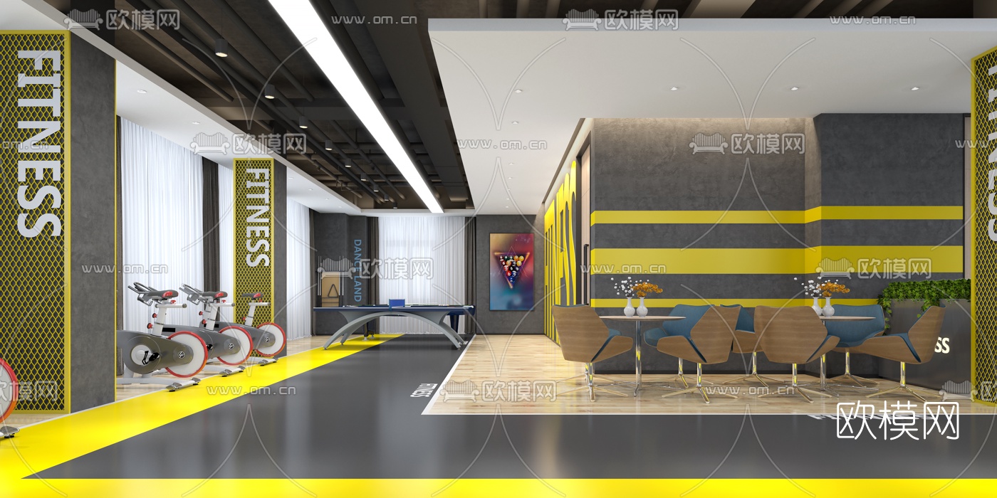 工业风健身房3d模型下载（渲染图3）