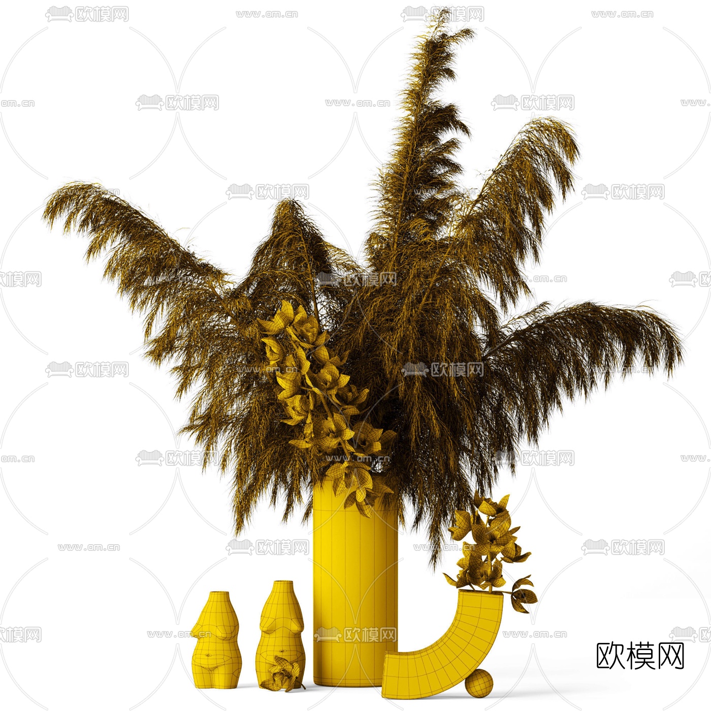 现代花瓶花卉3d模型
