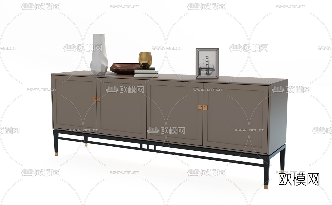 现代漆面电视柜3d模型下载（渲染图4）