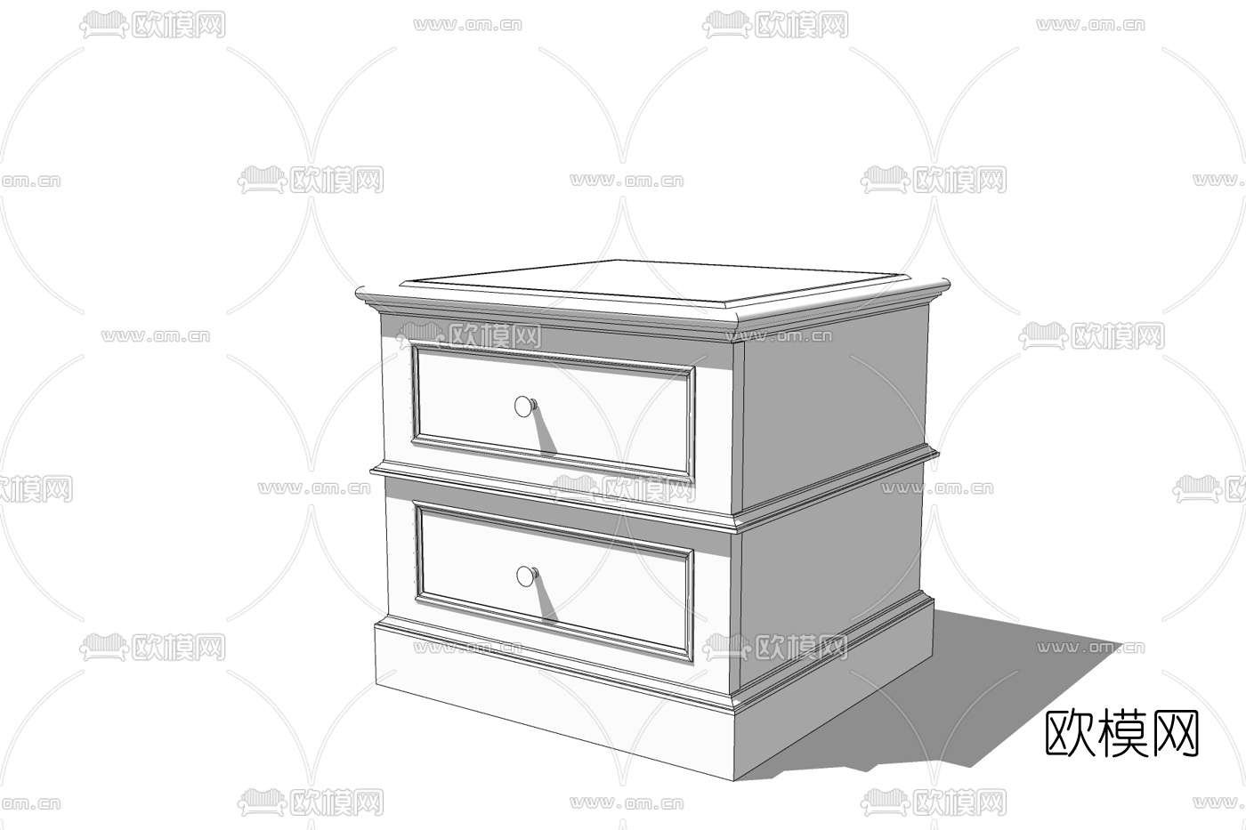 欧式实木床头柜免费su模型下载