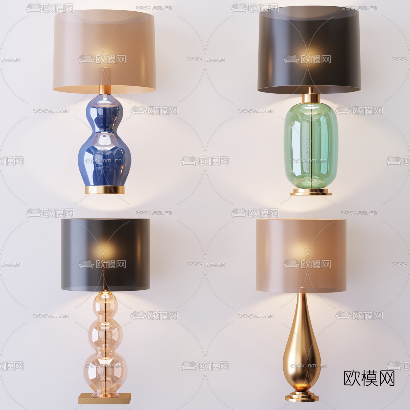 现代玻璃金属台灯3d模型
