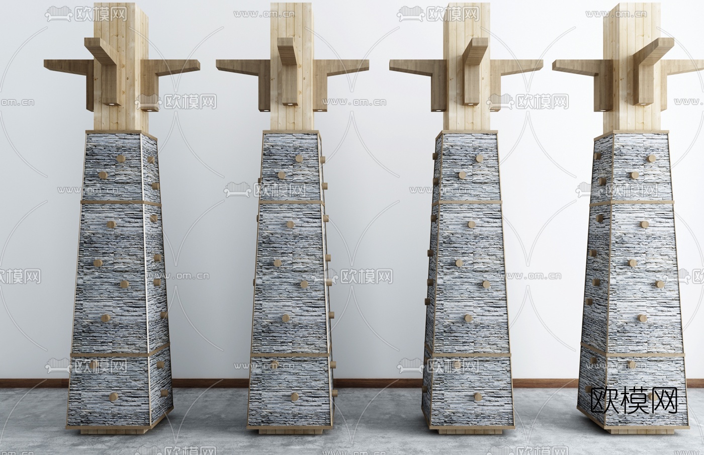 新中式装饰柱子3d模型下载