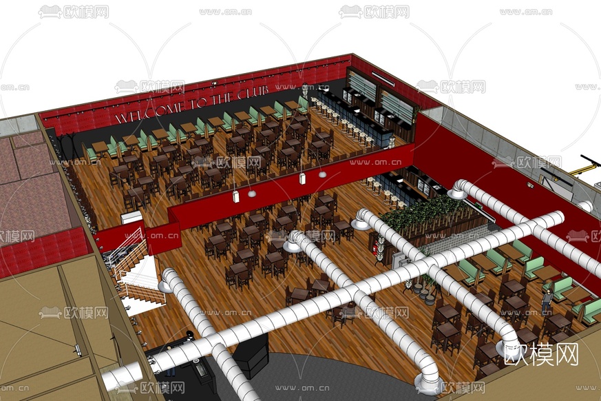 现代餐厅免费su模型下载_ID10105264_sketchup模型下载-欧模网