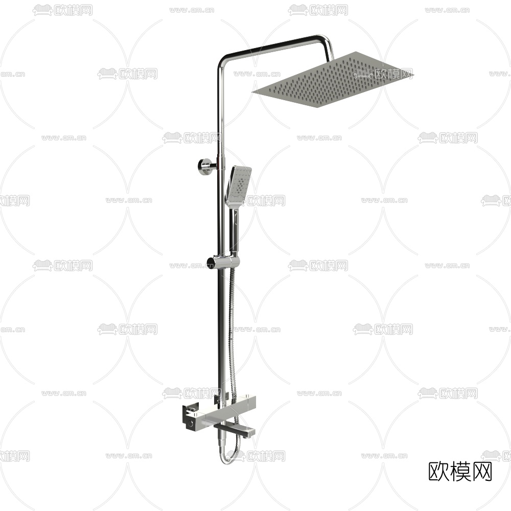 现代金属花洒3d模型