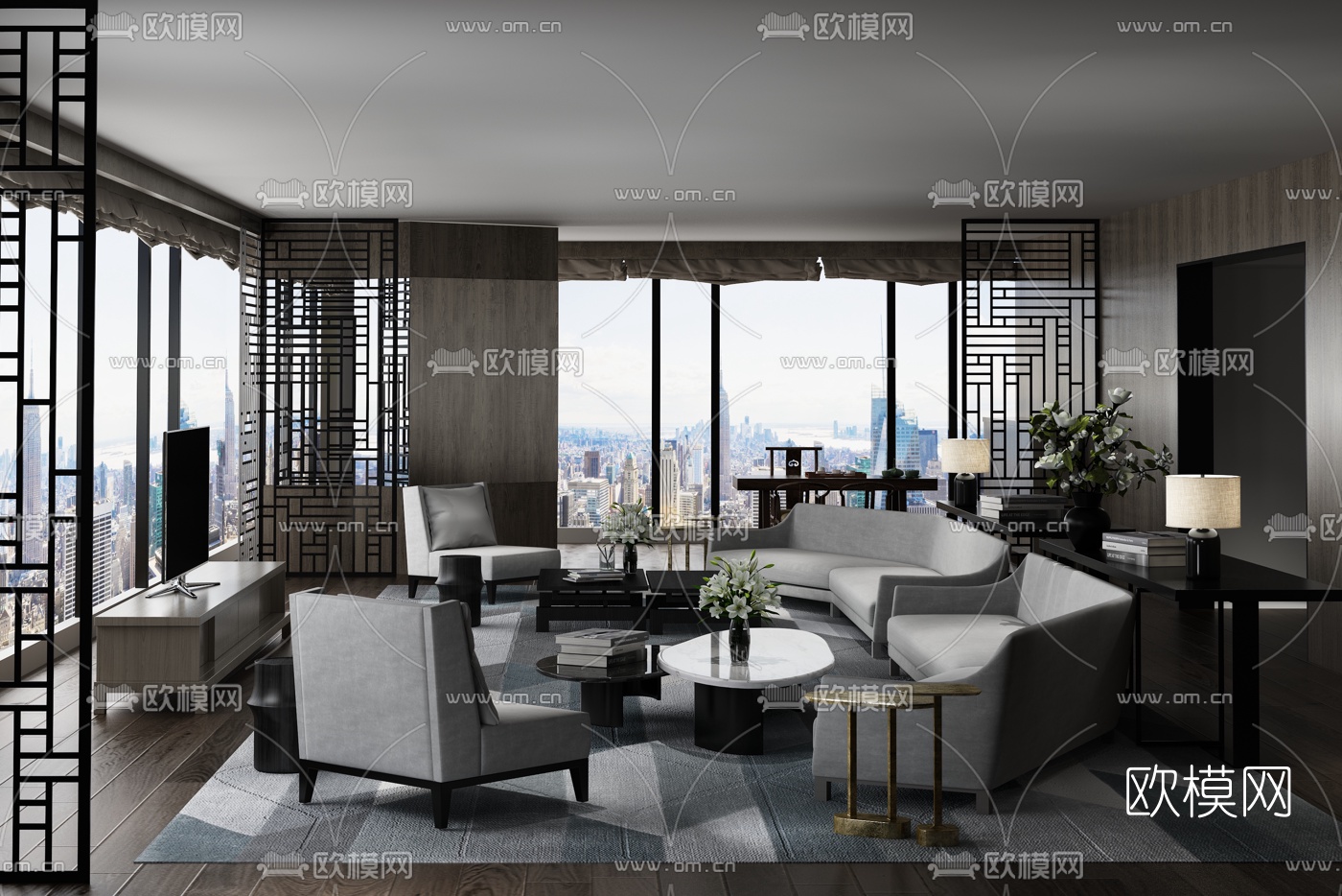Yabu Pushelberg 新中式酒店豪华客房3d模型