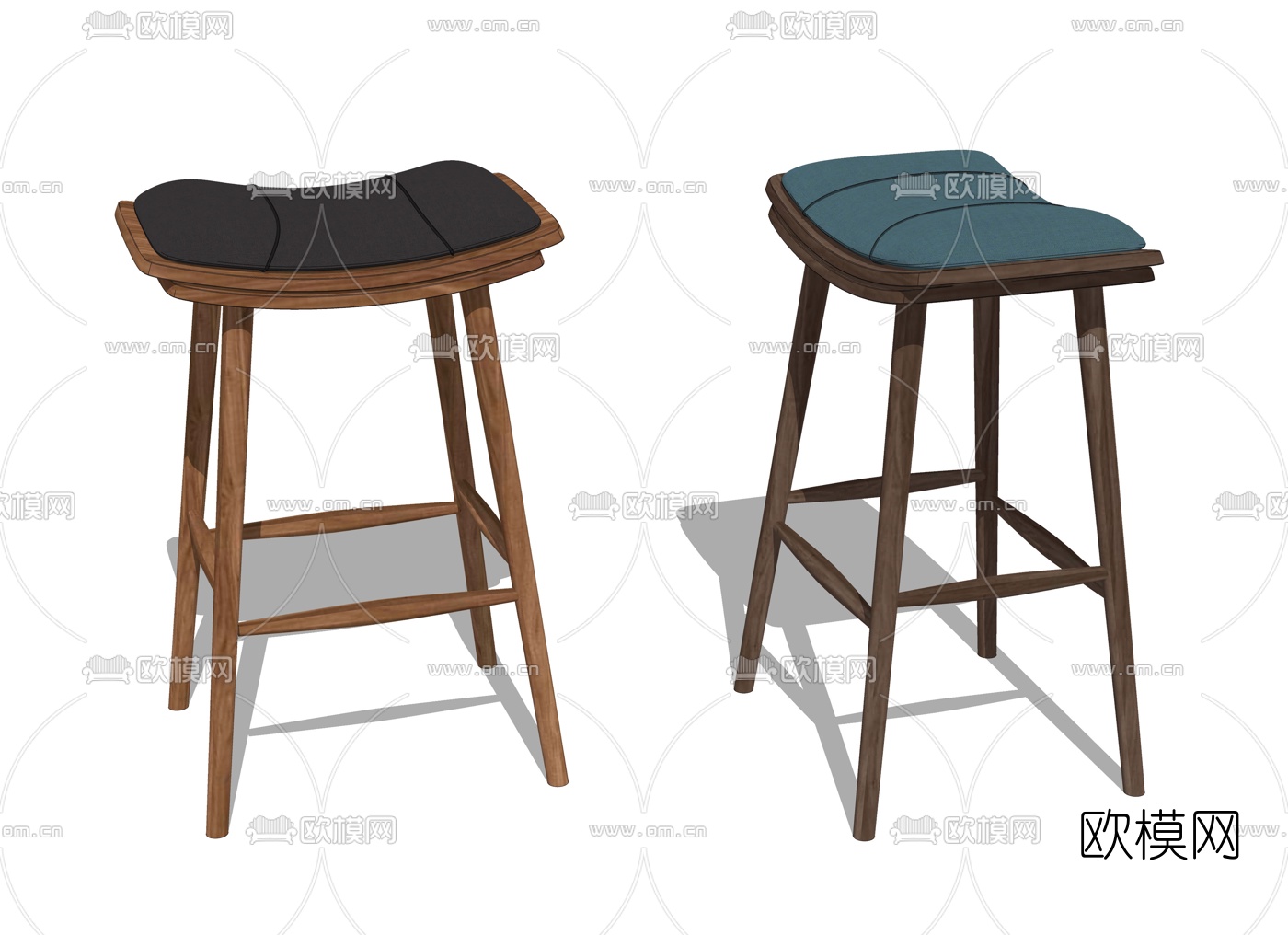 现代实木吧凳su模型下载