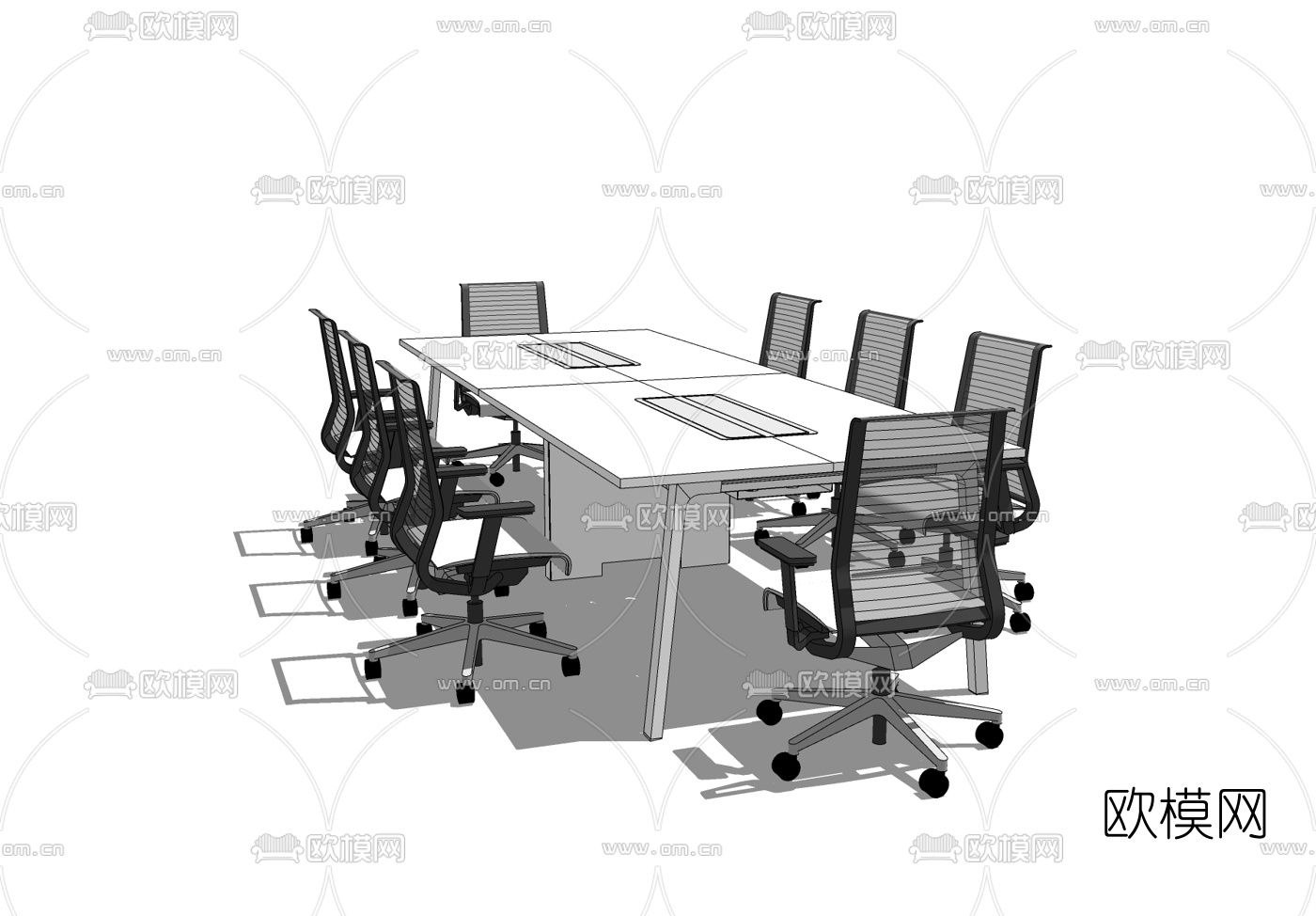 现代会议桌椅免费su模型
