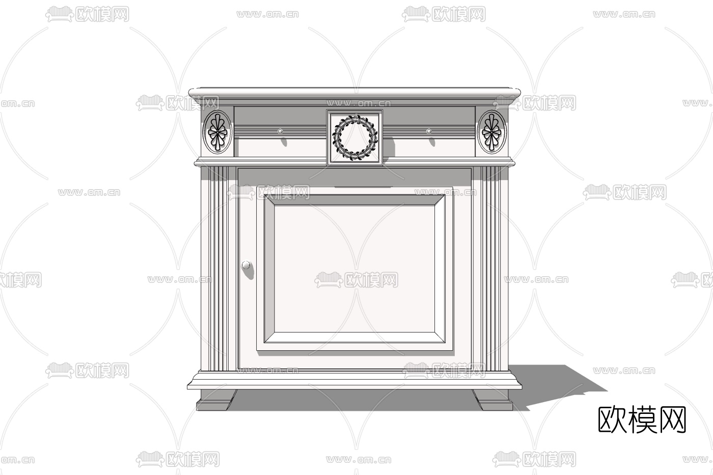 欧式实木边柜免费su模型下载