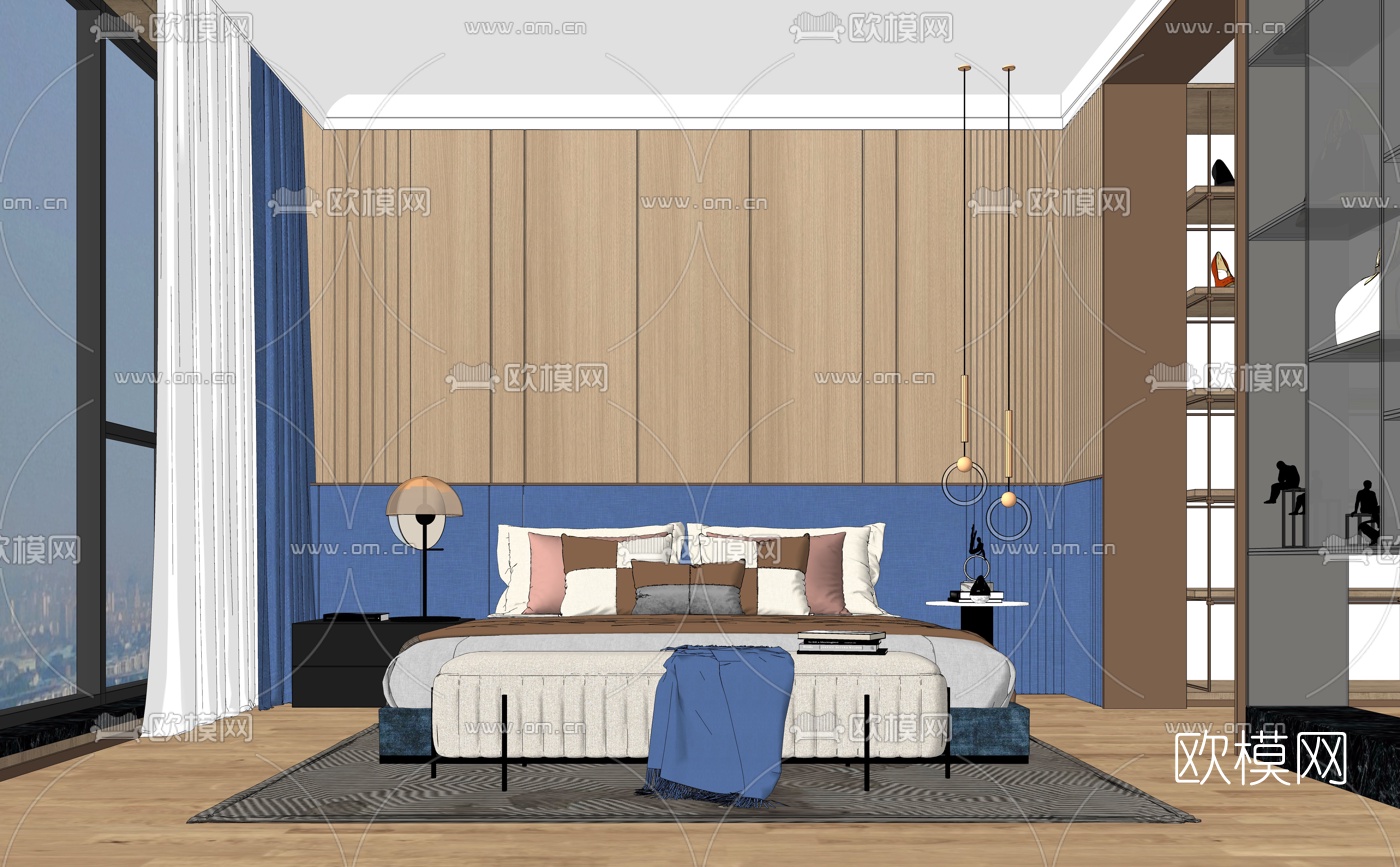 现代简约卧室su模型