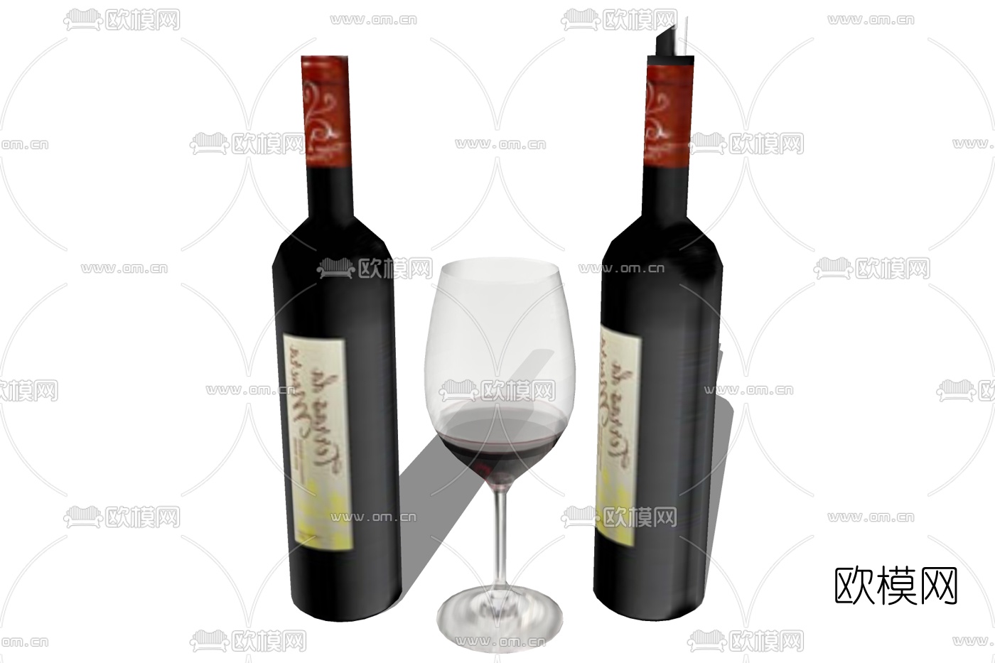 现代红酒红酒杯免费su模型下载