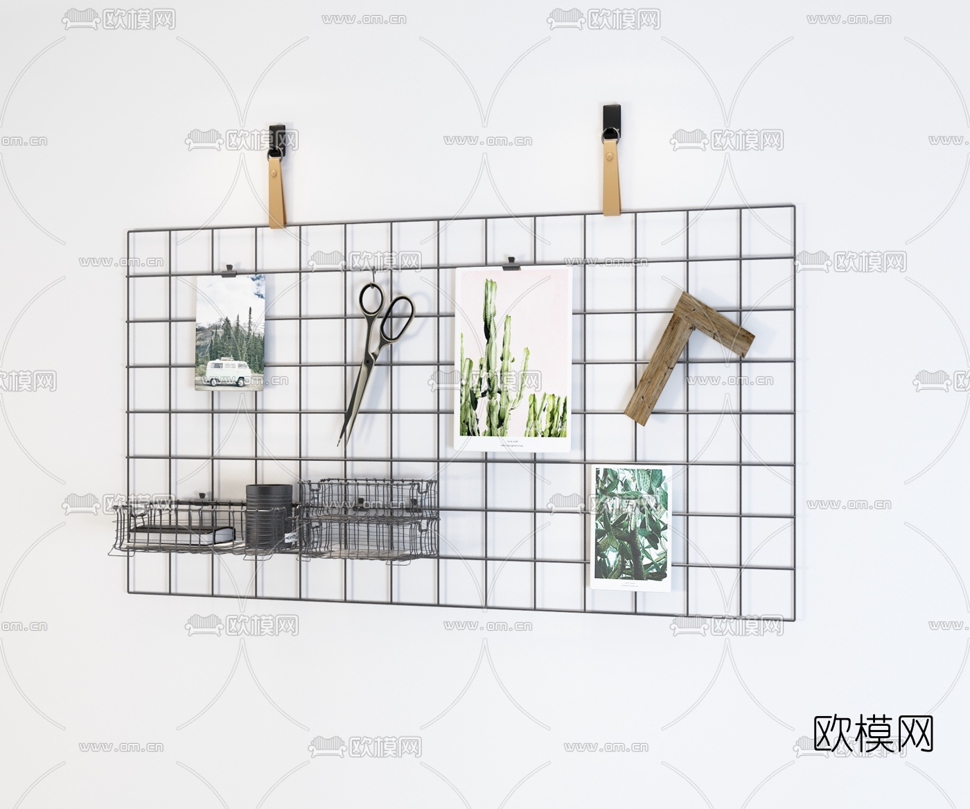 北欧照片剪刀墙饰挂件3d模型下载（渲染图5）