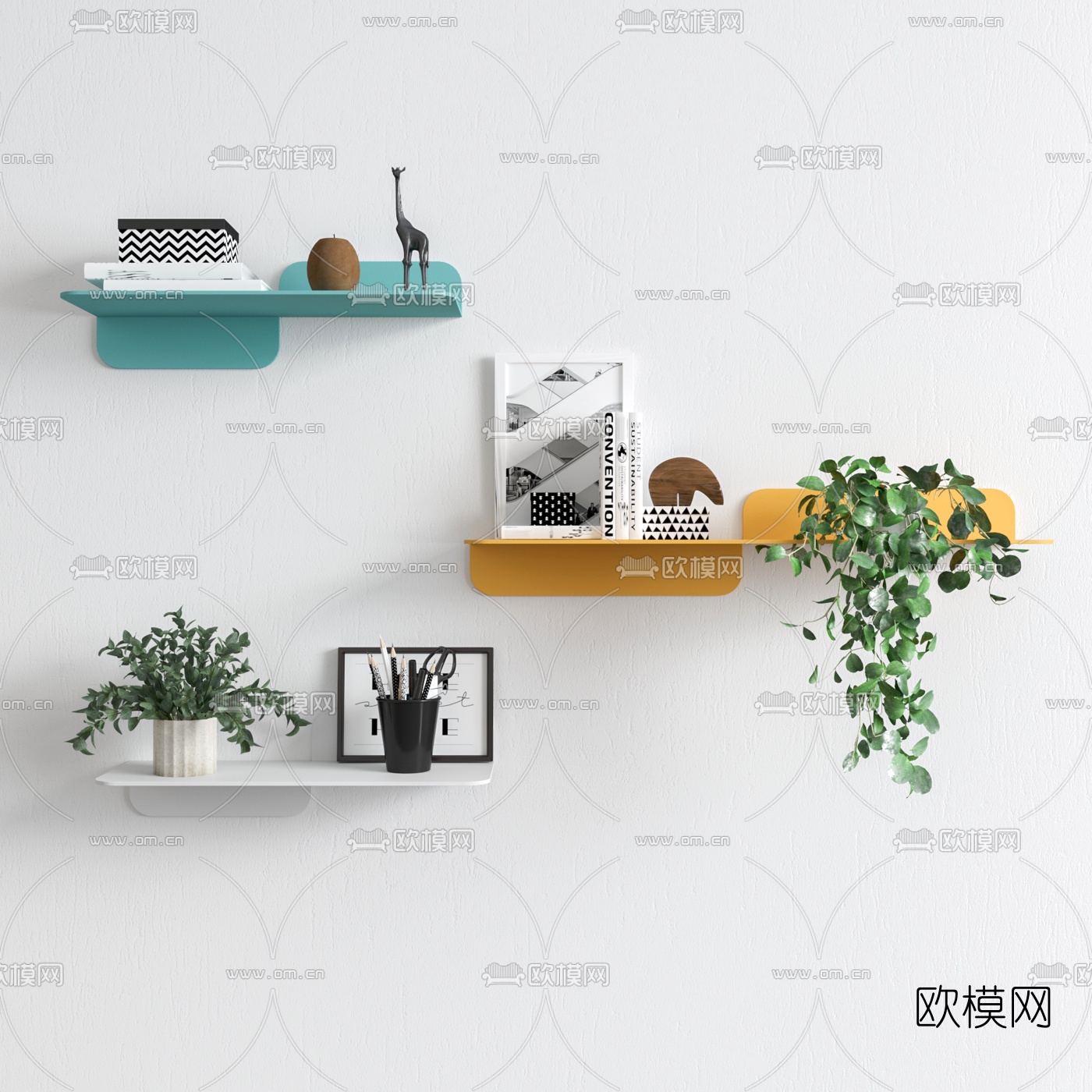现代铁艺壁架3d模型