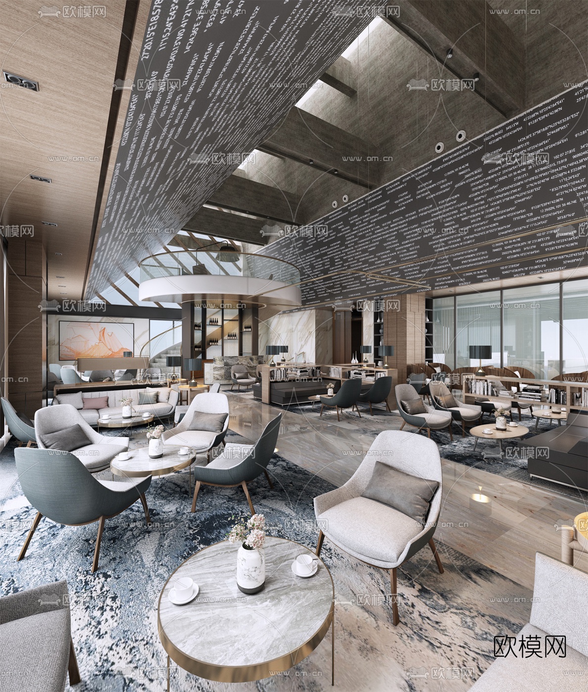 现代售楼处休闲区3d模型下载（渲染图2）