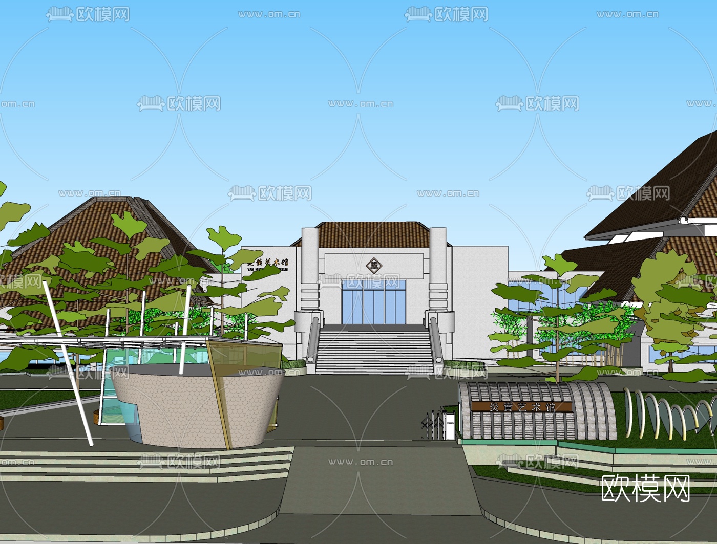 现代艺术馆免费su模型下载