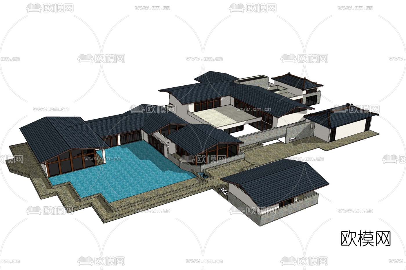 中式古建民房免费su模型下载
