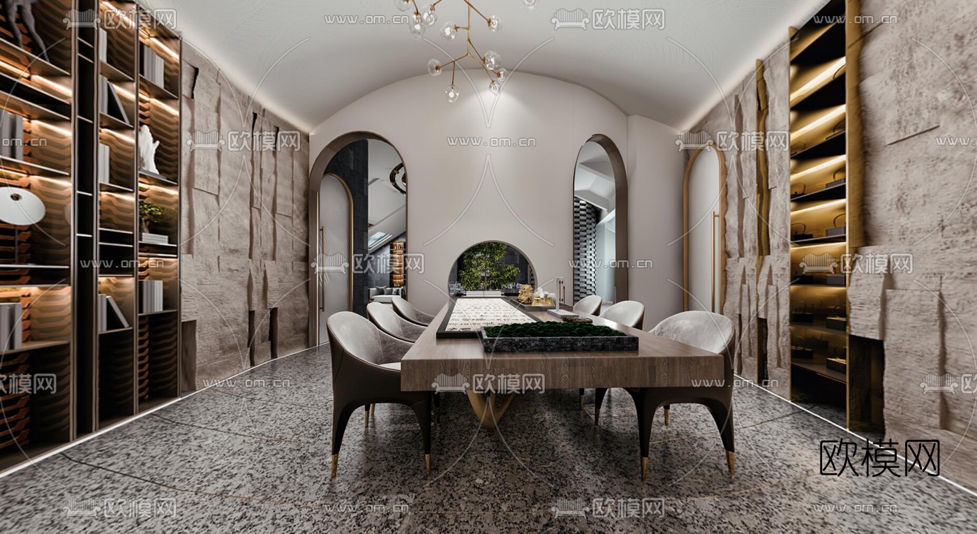 现代会所休闲区水吧区vr全景3d模型