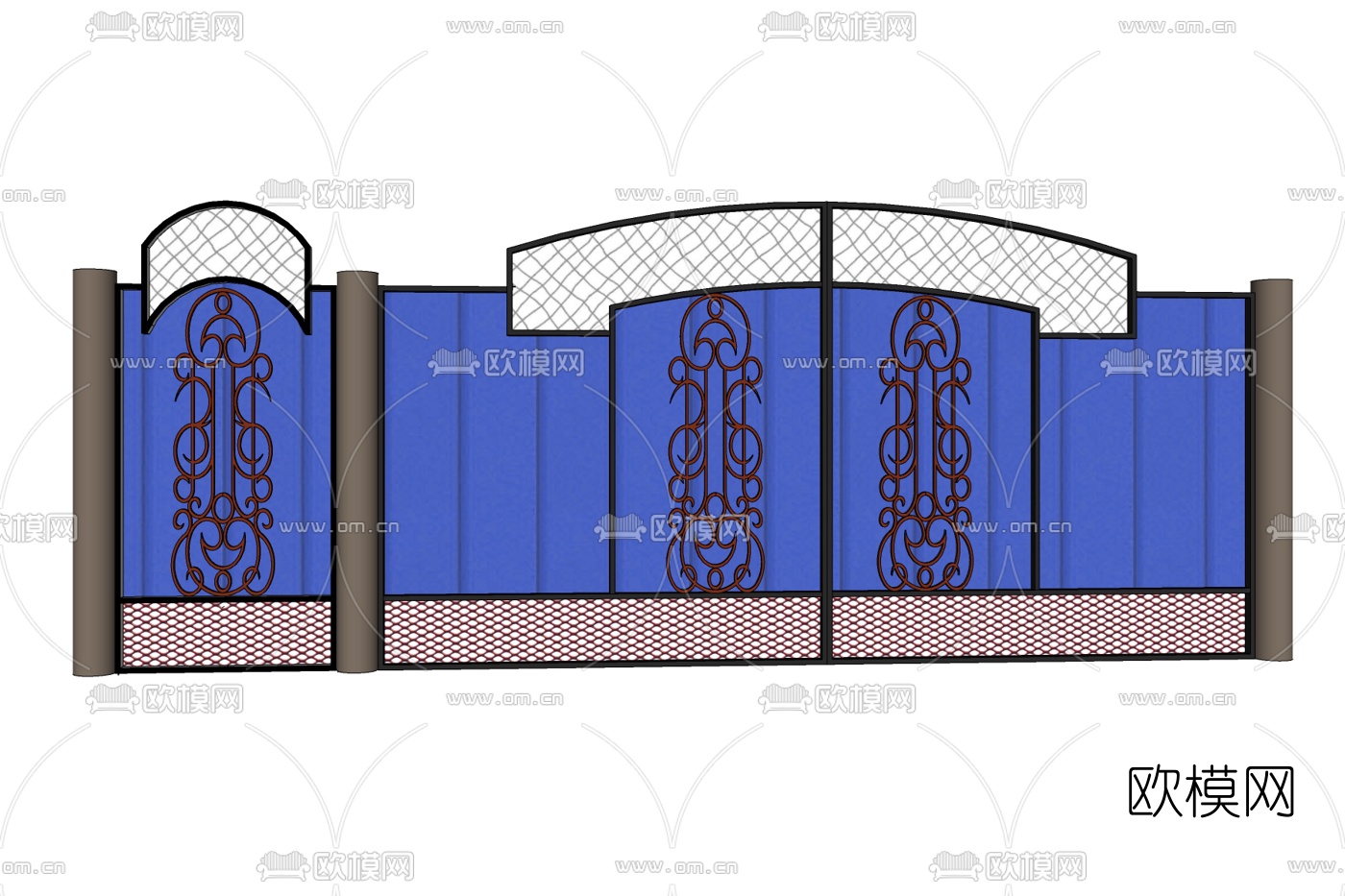 欧式铁艺庭院大门免费su模型下载