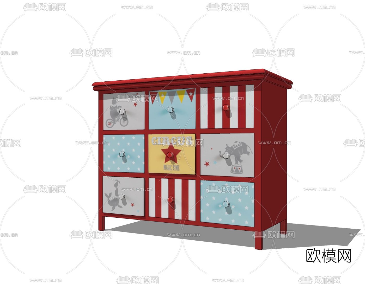 现代儿童边柜免费su模型下载