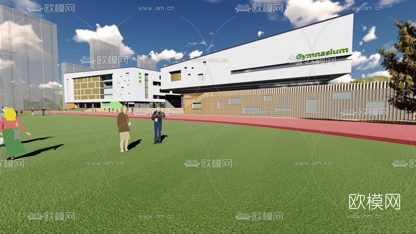 现代学校规划su模型下载（渲染图4）