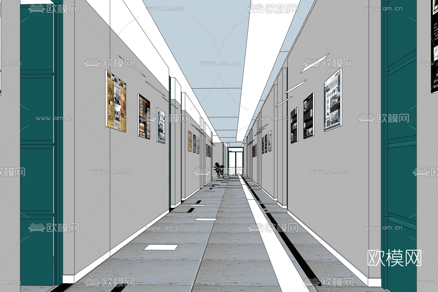现代走廊过道免费su模型下载