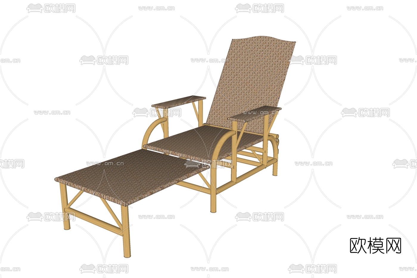 现代实木休闲椅免费su模型下载