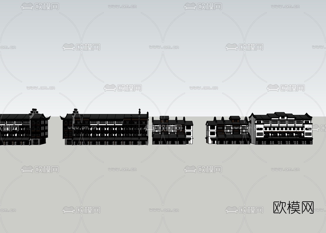 中式古镇免费su模型下载