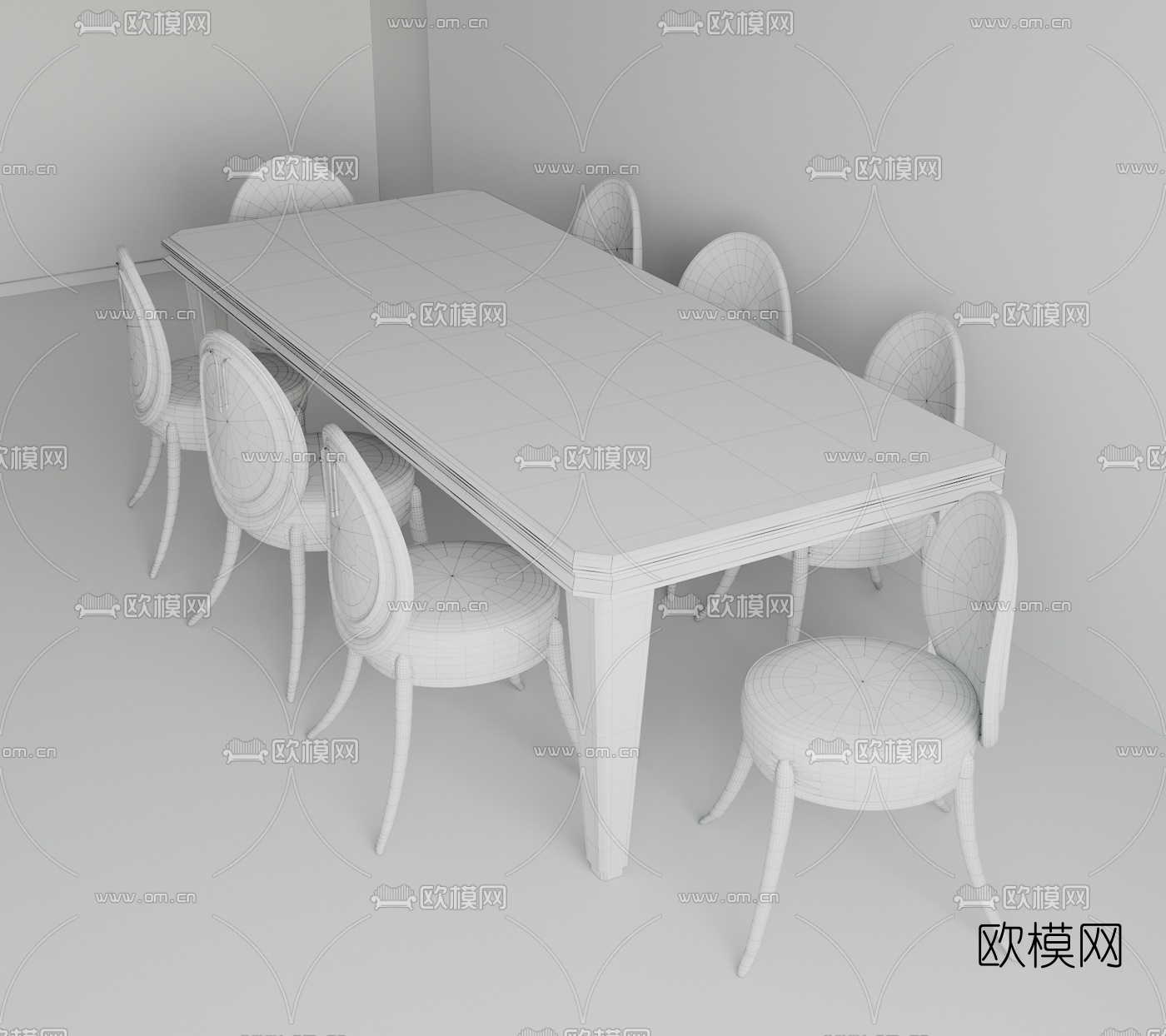 后现代轻奢餐桌椅3d模型