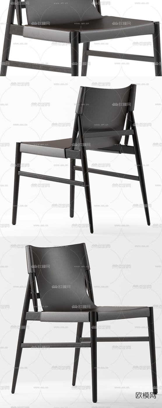 现代皮革简易单椅3d模型