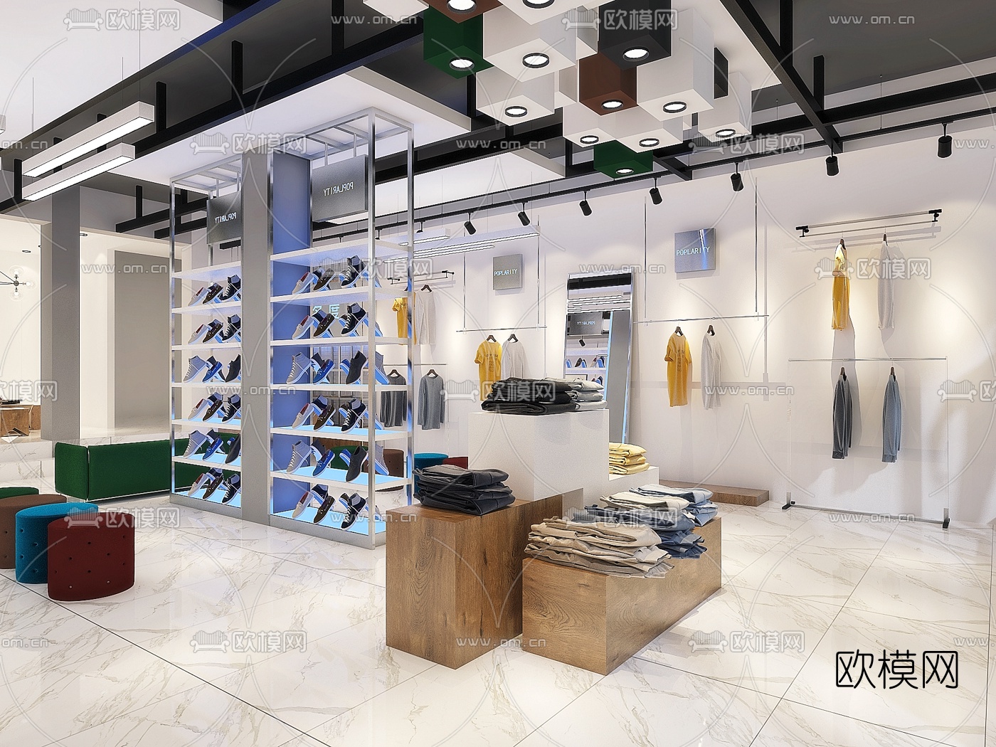 现代男装服装店门面免费3d模型
