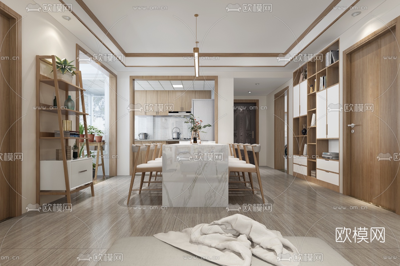 北欧客厅餐厅阳台3d模型下载（渲染图2）