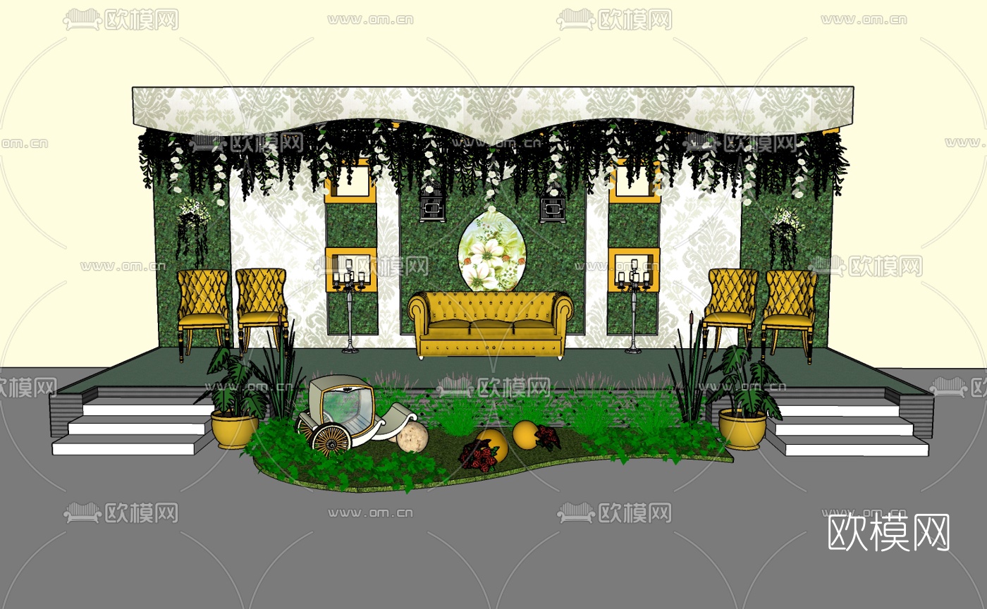 现代皮革休闲沙发免费su模型下载