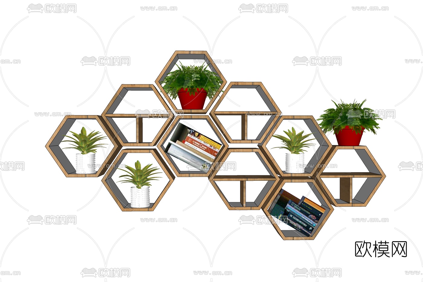 现代实木壁柜免费su模型下载