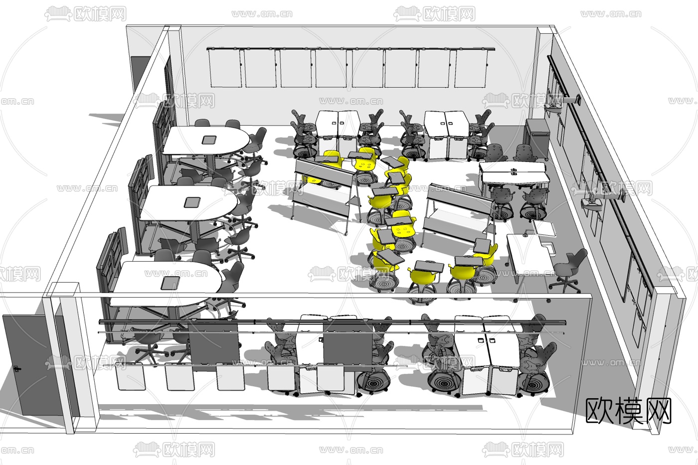 现代会议室免费su模型下载