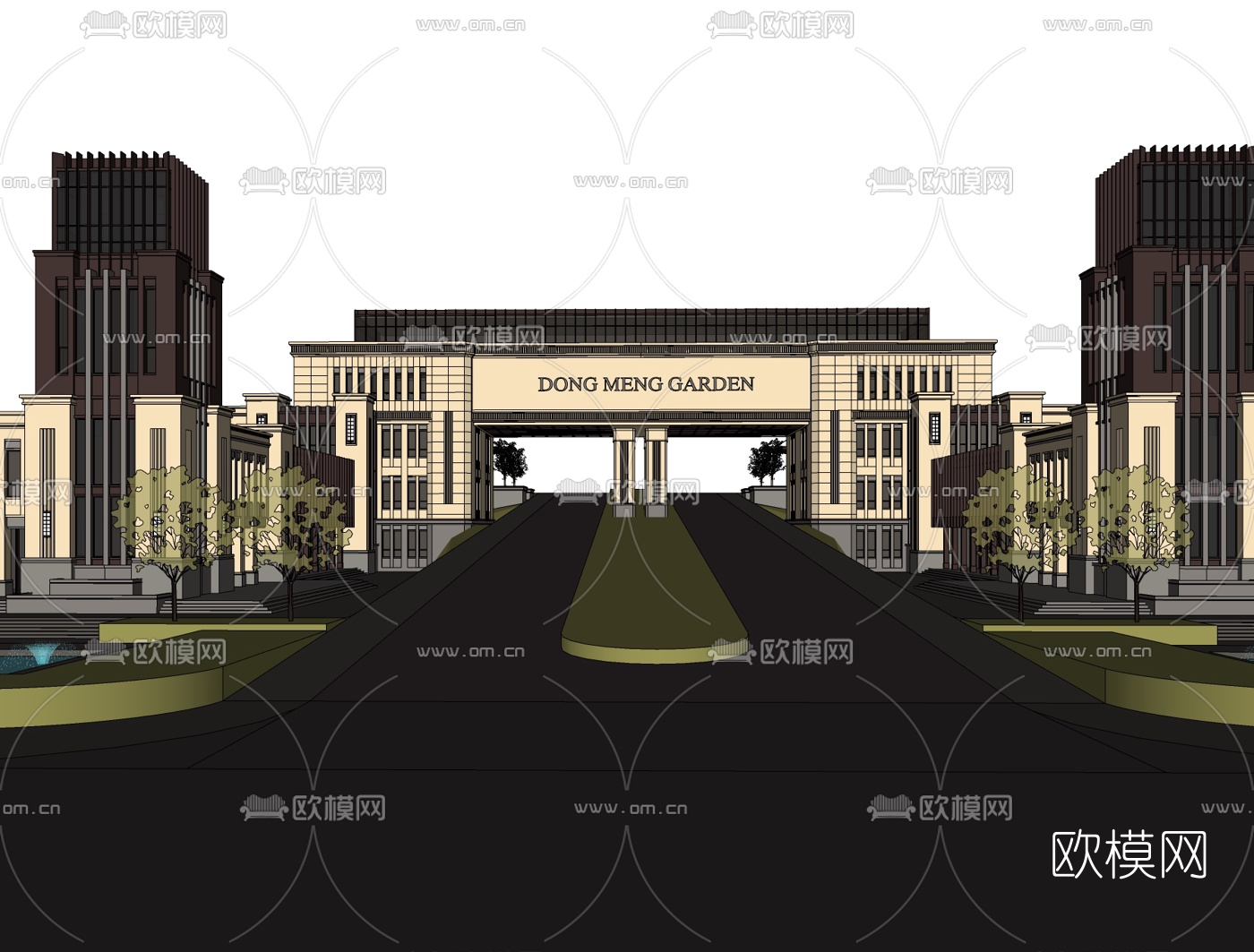 欧式小区门头免费su模型下载