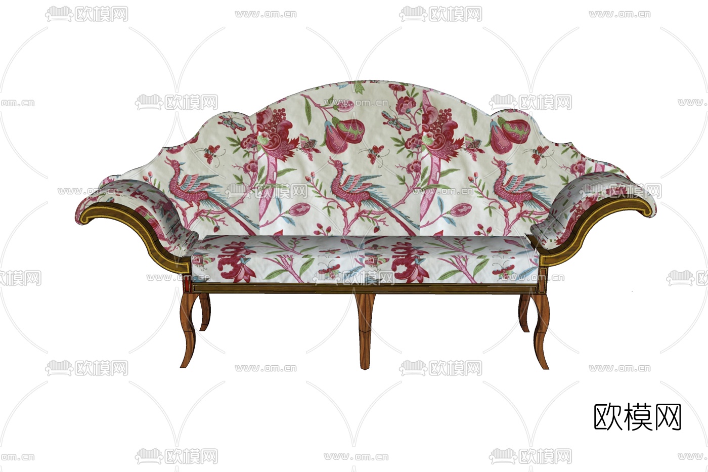 欧式布艺双人沙发免费su模型下载