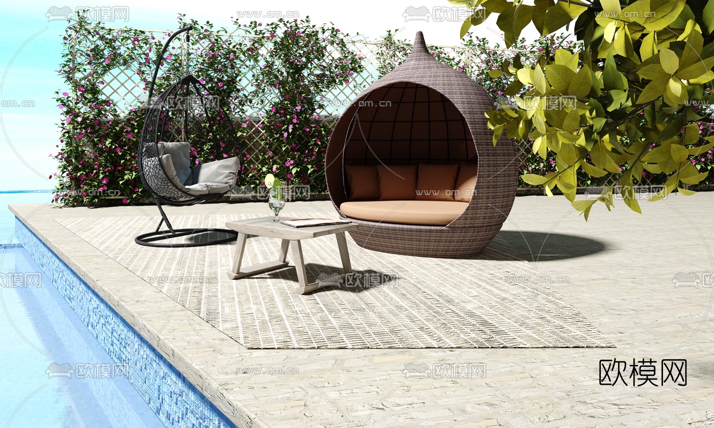现代户外休闲沙发3d模型下载