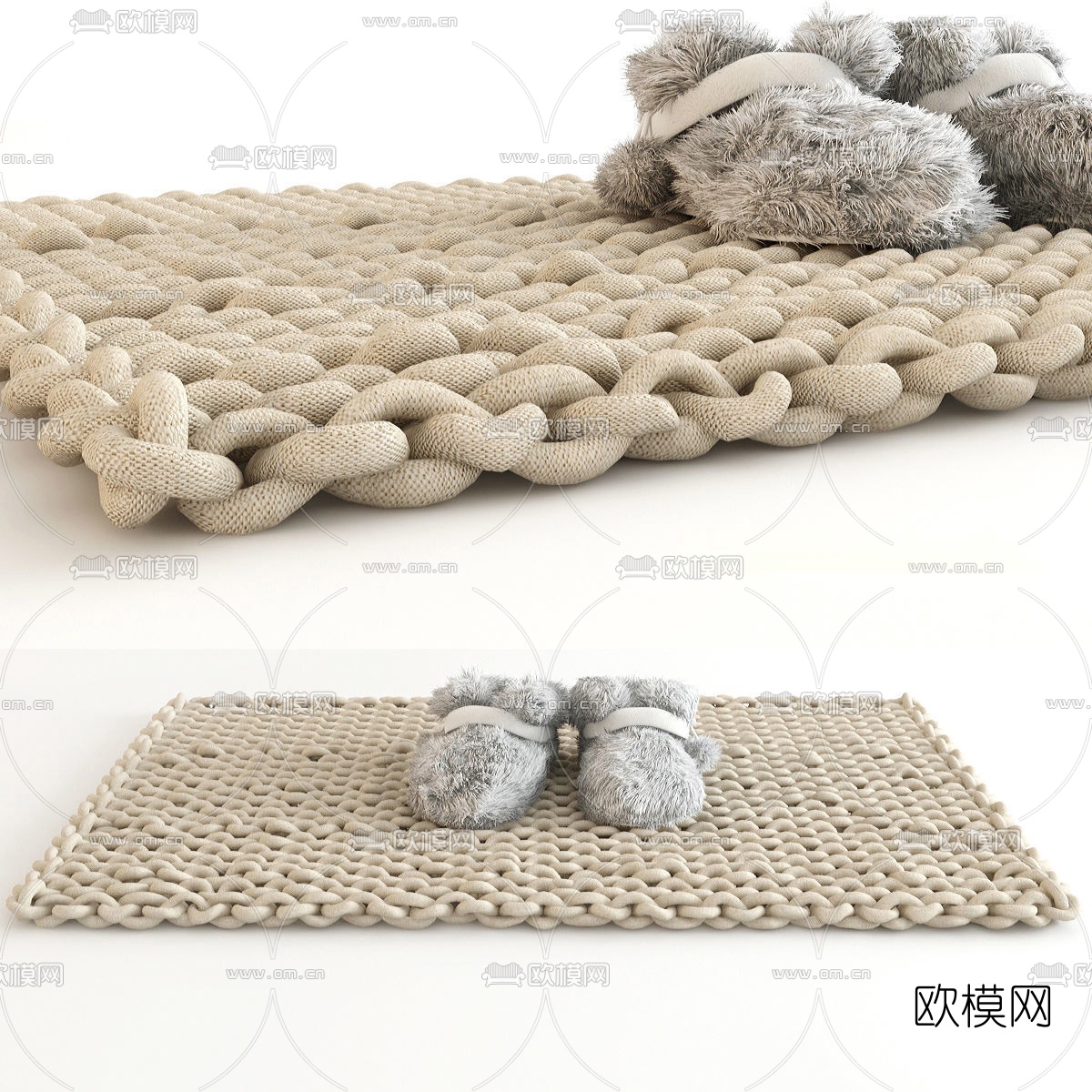 现代针织地毯3d模型下载（渲染图1）
