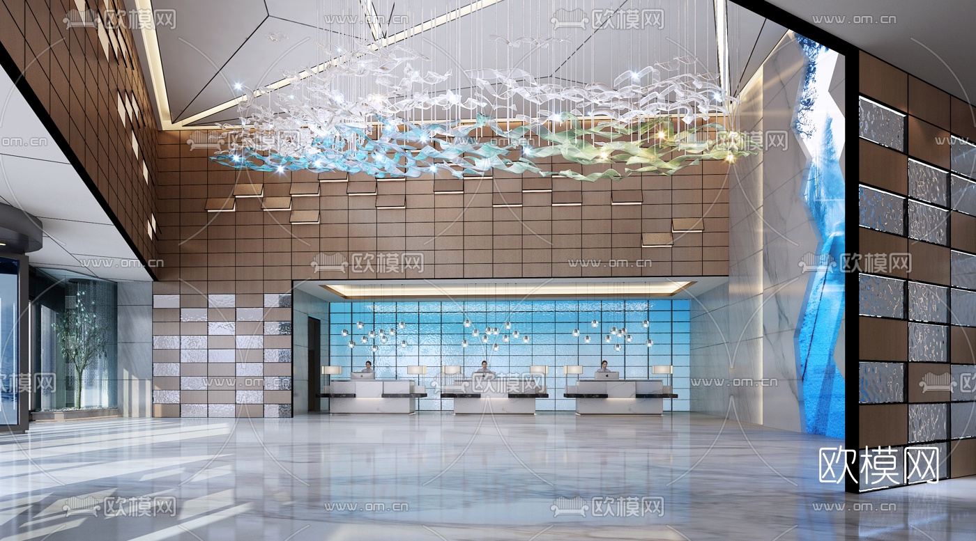 现代酒店大厅3d模型下载（渲染图1）