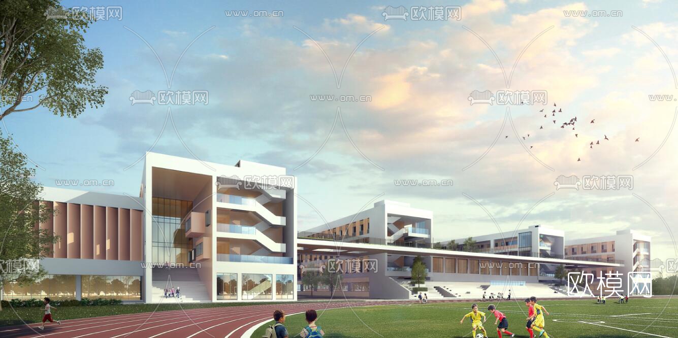 现代学校规划su模型下载（渲染图3）