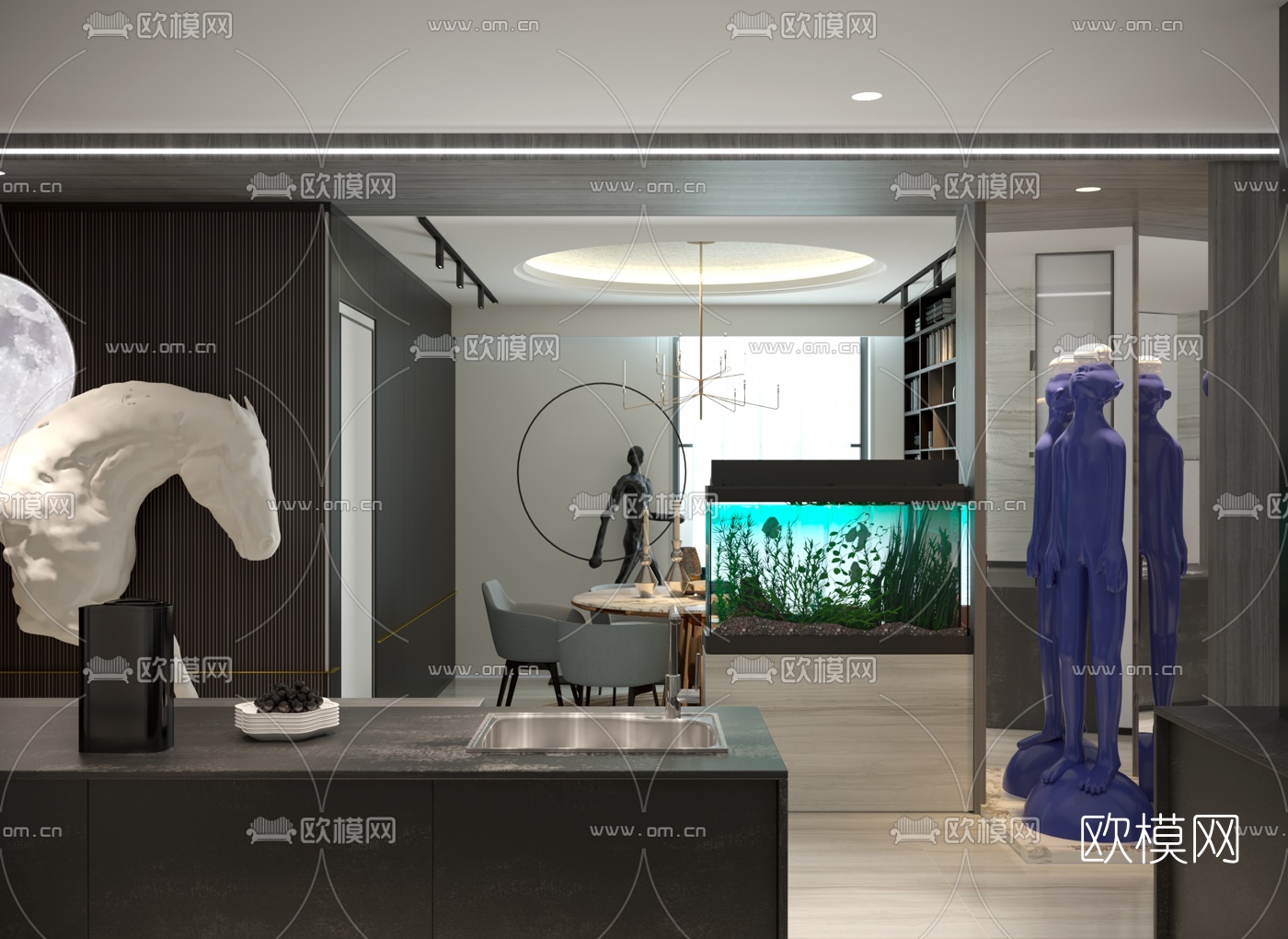 现代公寓玄关过道3d模型