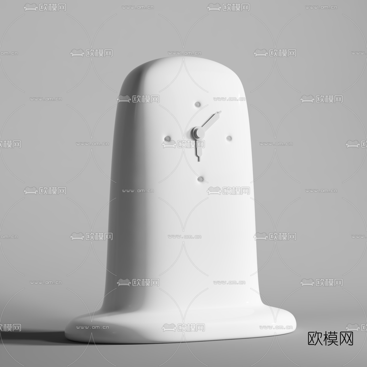 意大利bosa品牌 现代白色陶瓷时钟摆件3d模型下载（渲染图2）