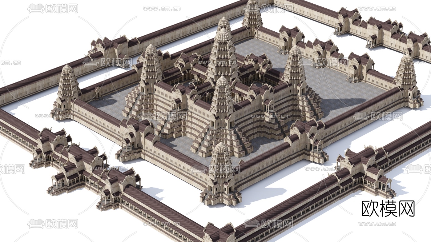 东南亚吴哥窟古建遗址3d模型下载（渲染图4）