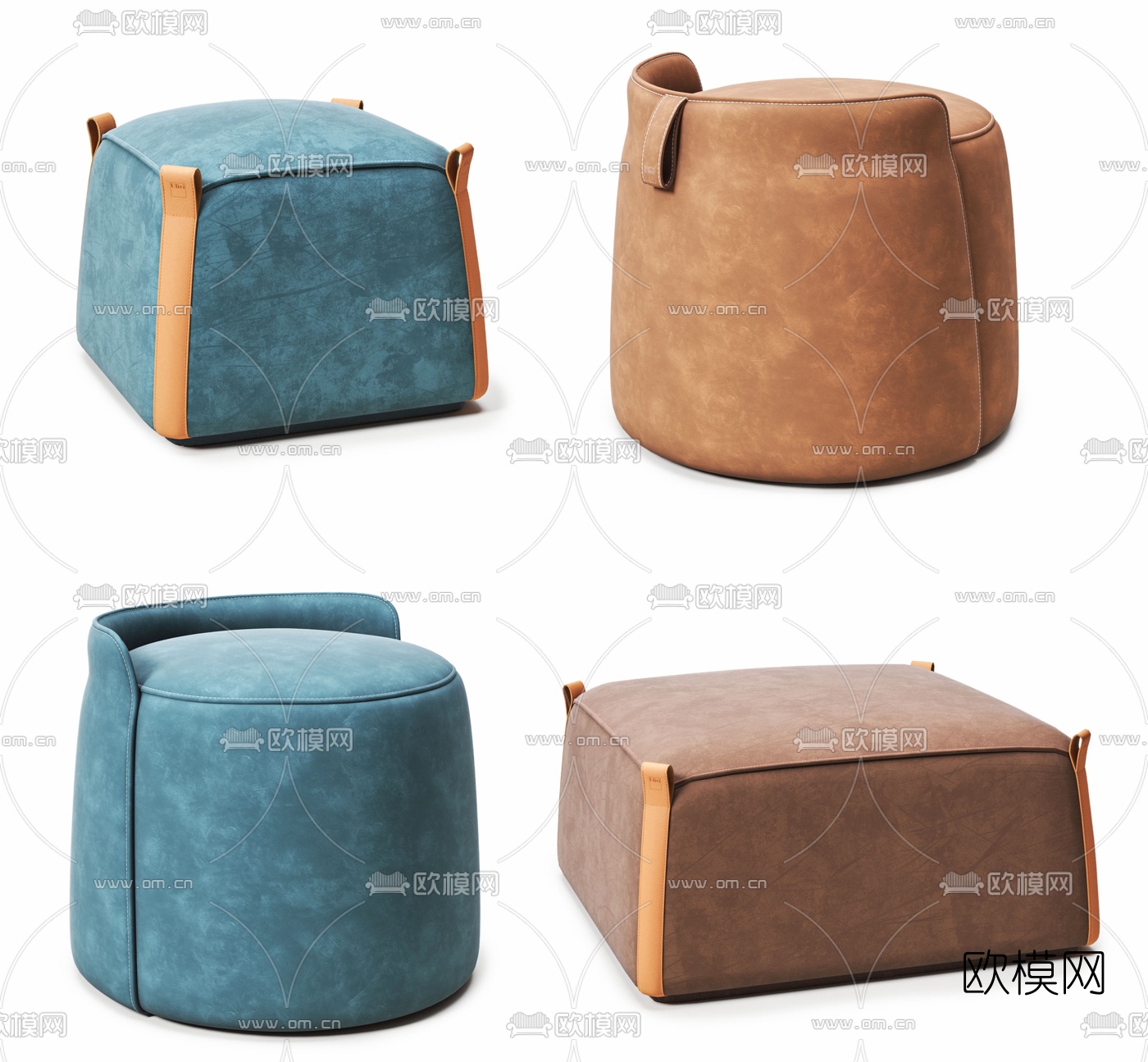 现代皮革凳子3d模型