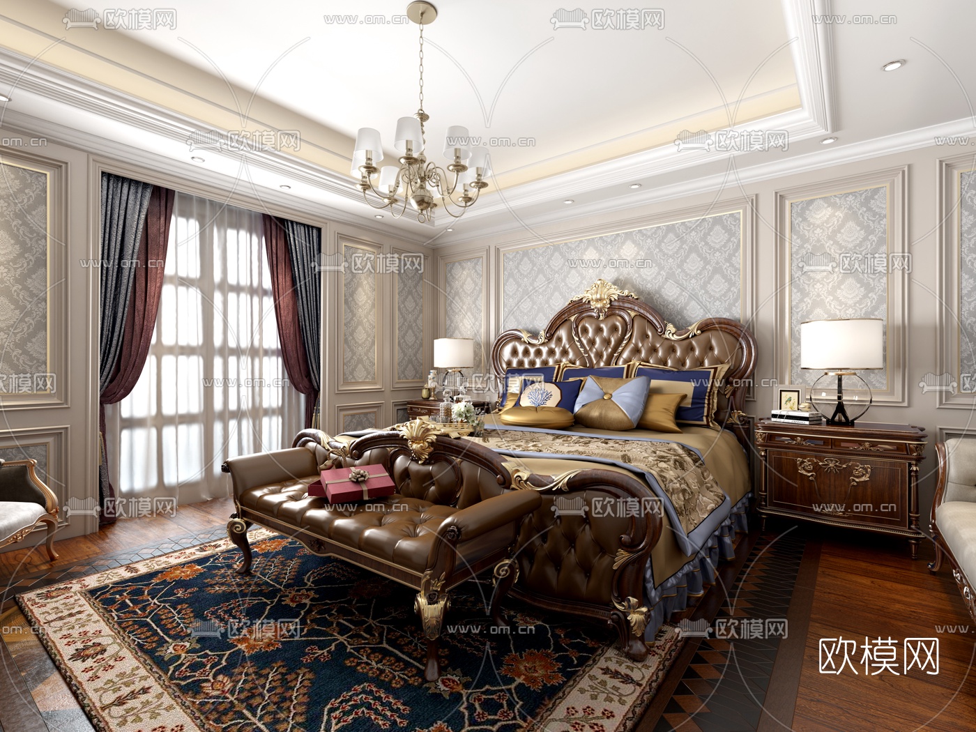新古典卧室主人房3d模型下载