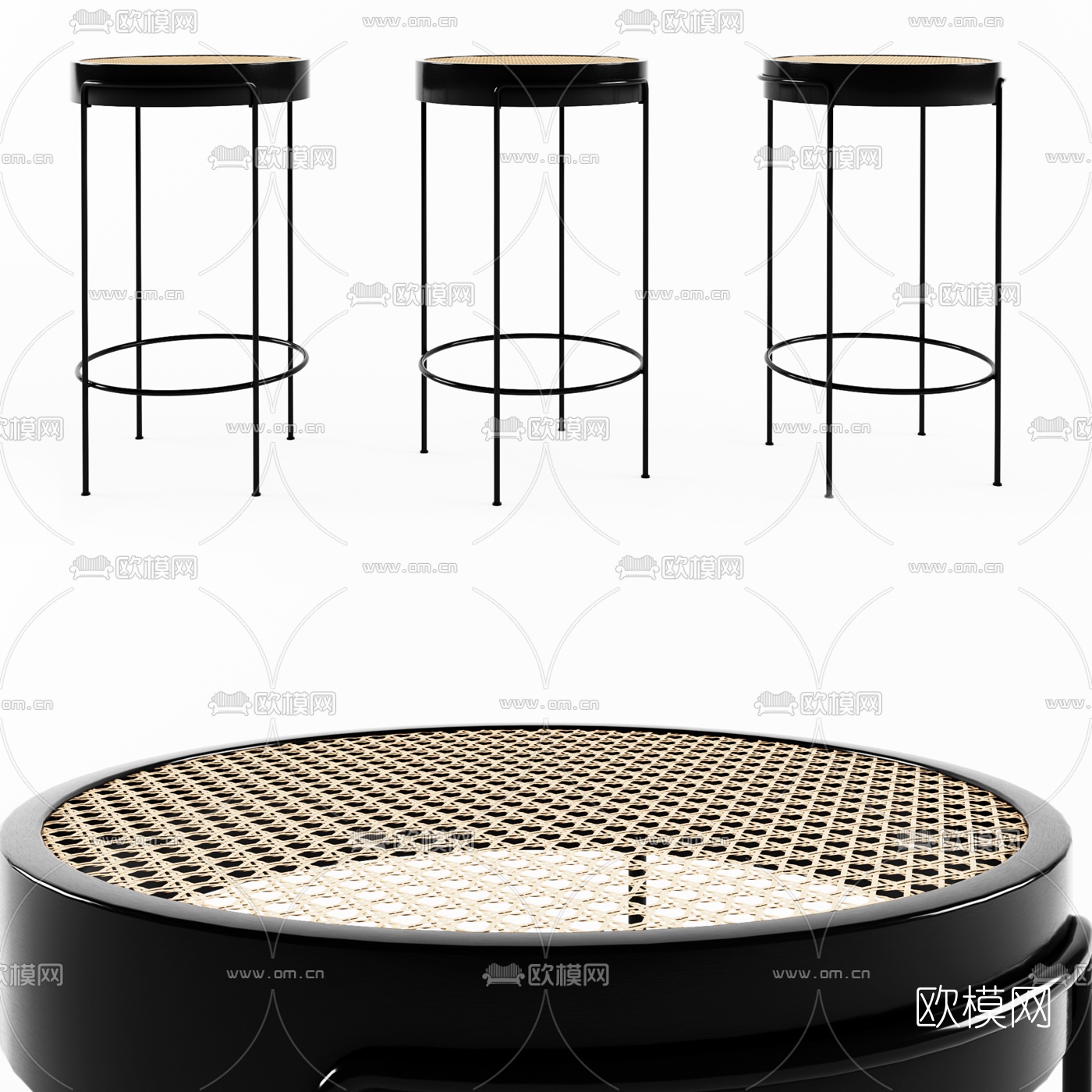 现代铁艺吧椅3d模型