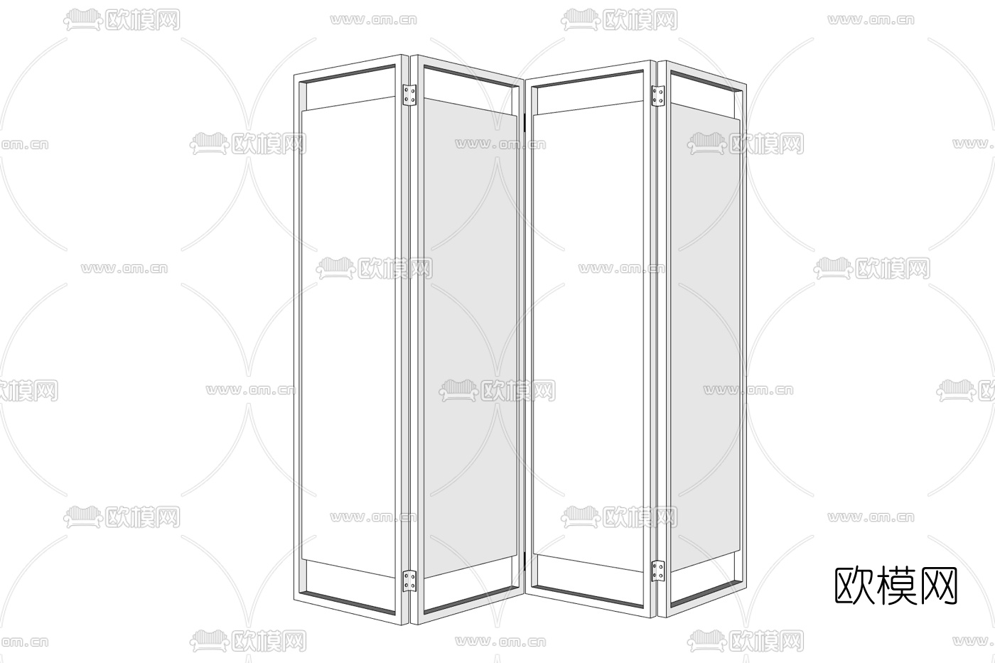 现代实木隔断屏风免费su模型下载