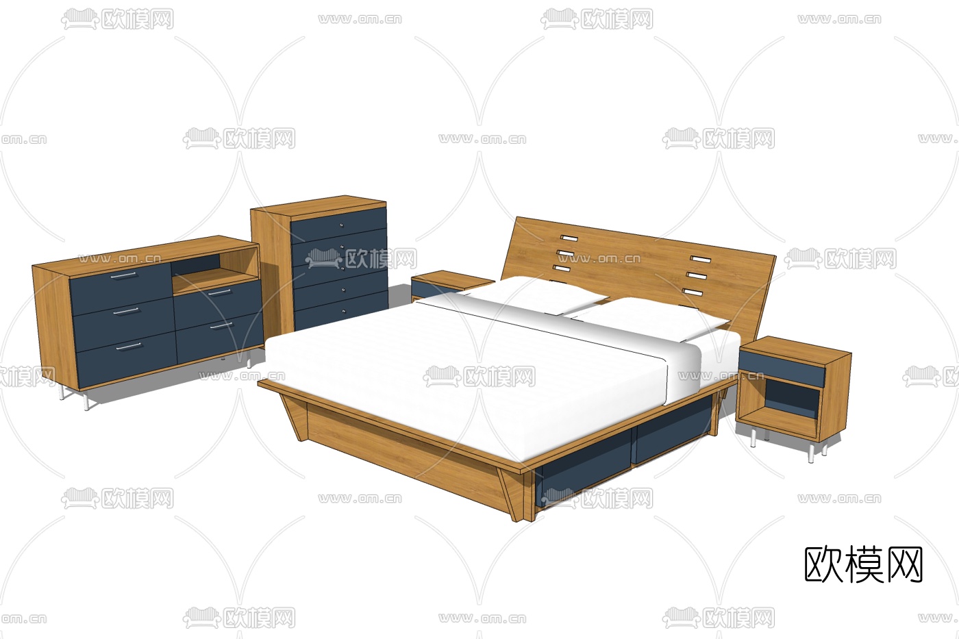 北欧床具免费su模型下载