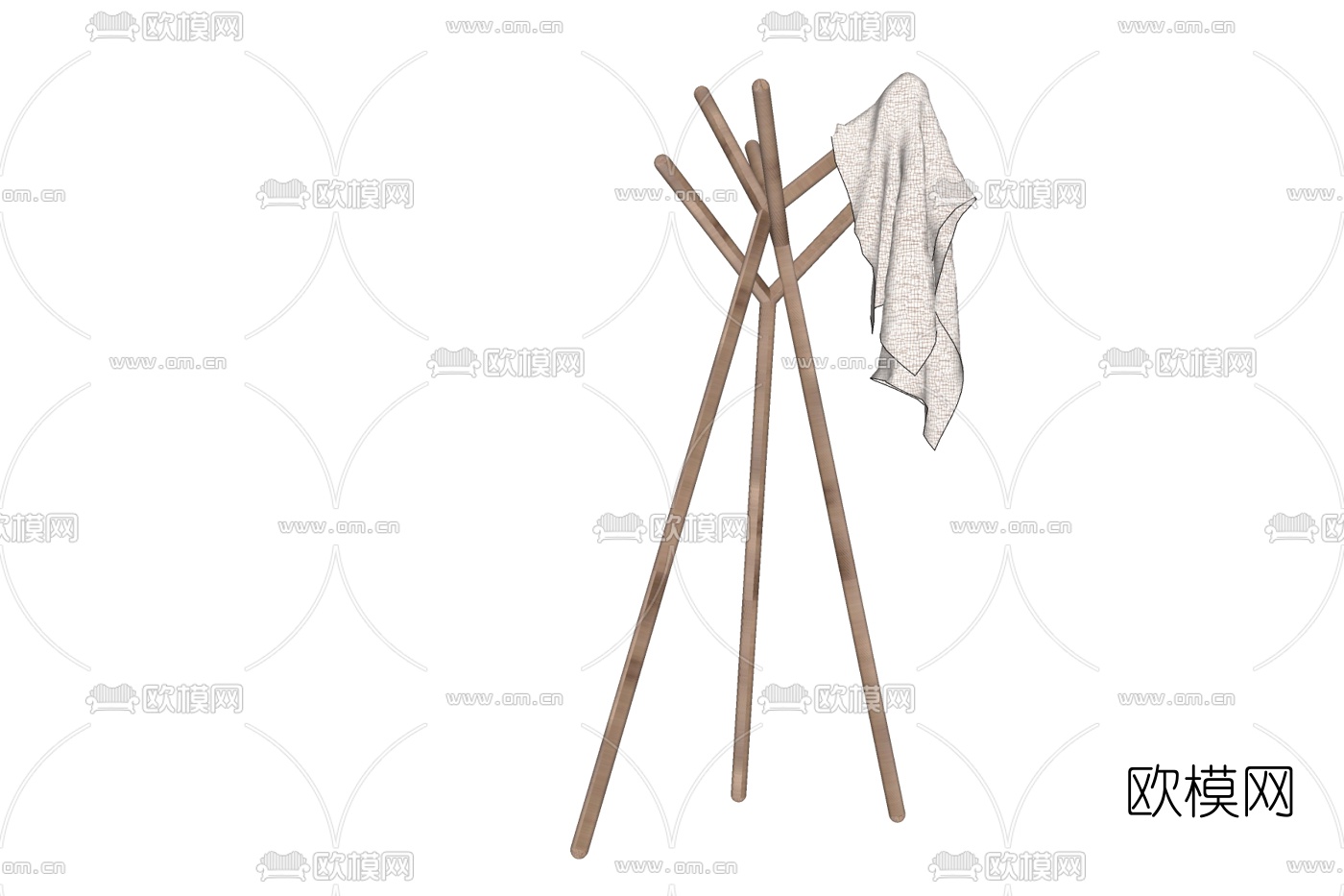 北欧实木衣架服饰免费su模型下载
