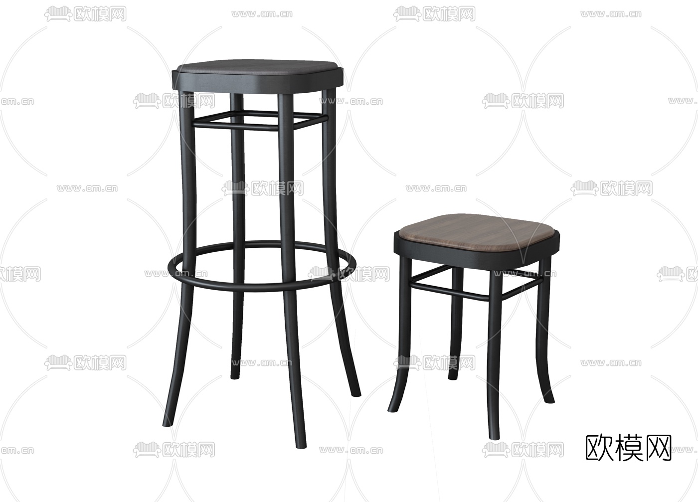 工业风铁艺吧台凳3d模型下载