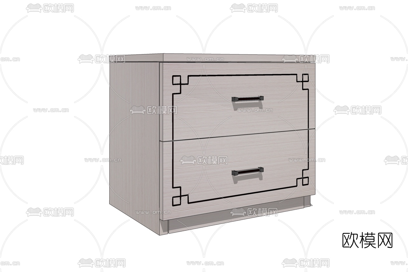 新中式实木床头柜免费su模型下载